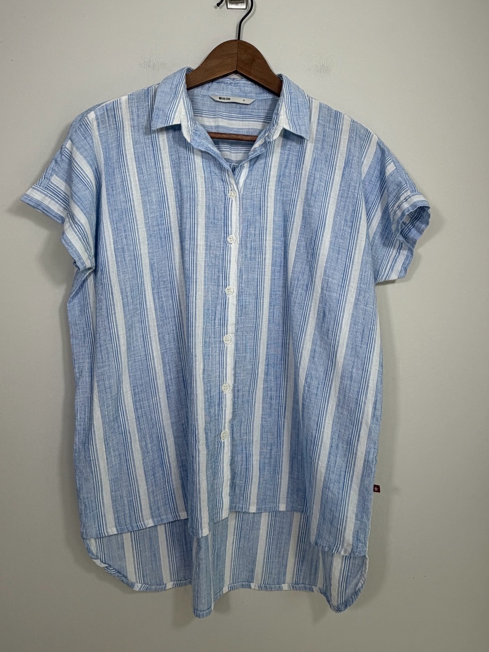 Big Star Lenka Women’s M Blue White Stripe Oversized 100% Cotton Shirt